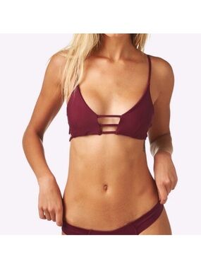 Montce Maroon Uno Bottom & Cage Top Bikini Set
